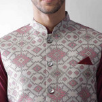 Men Purple Regular Kurta with Churidar