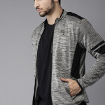 Men Grey Self Design Lightweight Jacket