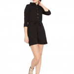 Women Solid Black Playsuit