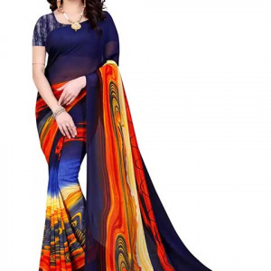 Multicolour Printed Georgette Daily Wear Sarees