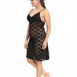 Women Nighty with Robe  (Black)