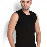 Men Black Solid Gym Vest